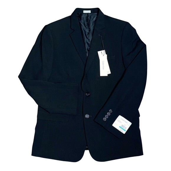 Calvin Klein Boy's Husky Infinite Stretch Slim Fit Blazer Black Size 16